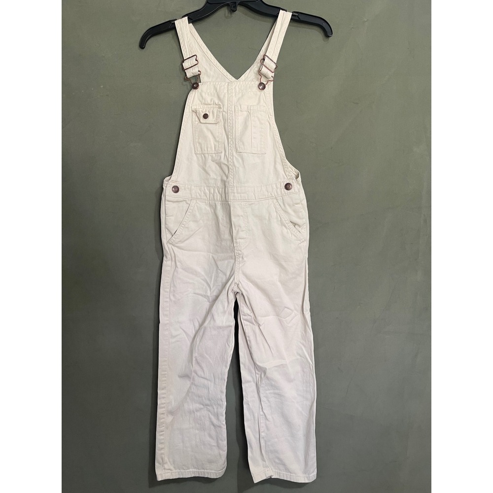 OshKosh Bgosh Kids Cream Off White Vestbak Cotton Twill Overalls Size 10
